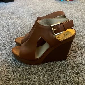 Michael Kors brown and gold wedges